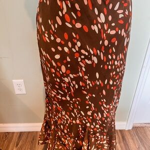 Brown Polka Dot Cascade Hem Skirt - Women